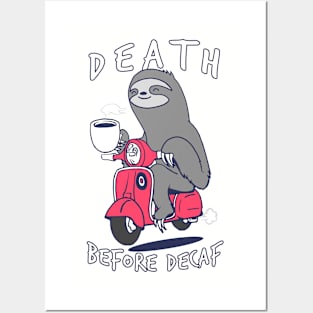 Coffee Scooter Sloth Posters and Art